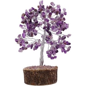 Amethyst Gem Tree on Wooden Base 200 Beads Amethyst Gem Tree on Wooden Base 200 Beads